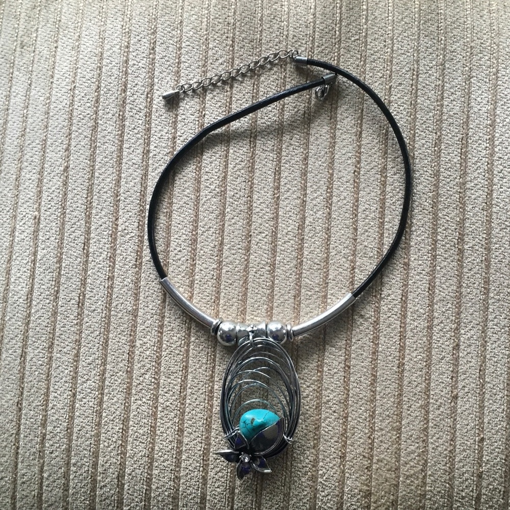 Silver and Turquoise Pendant Necklace